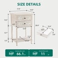 thumbnail image 3 of FOROUTIA Farmhouse Rectangular Nightstand with 2 Drawers, Carved Wood Side Table with Shelf, Vintage Bedside Table for Bedroom Living Room, White, 3 of 7