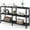Black, variant on 47" 3 Tier Book Shelf, Free Standing Horizontal Low Metal Rustic Farmhouse Book Case with Wood Shelves for Home Office, Den, or Living Room Black