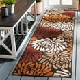thumbnail image 2 of SAFAVIEH Veranda Kandy Floral Indoor/Outdoor Runner Rug, Chocolate/Terracotta, 2'3" x 12', 2 of 7