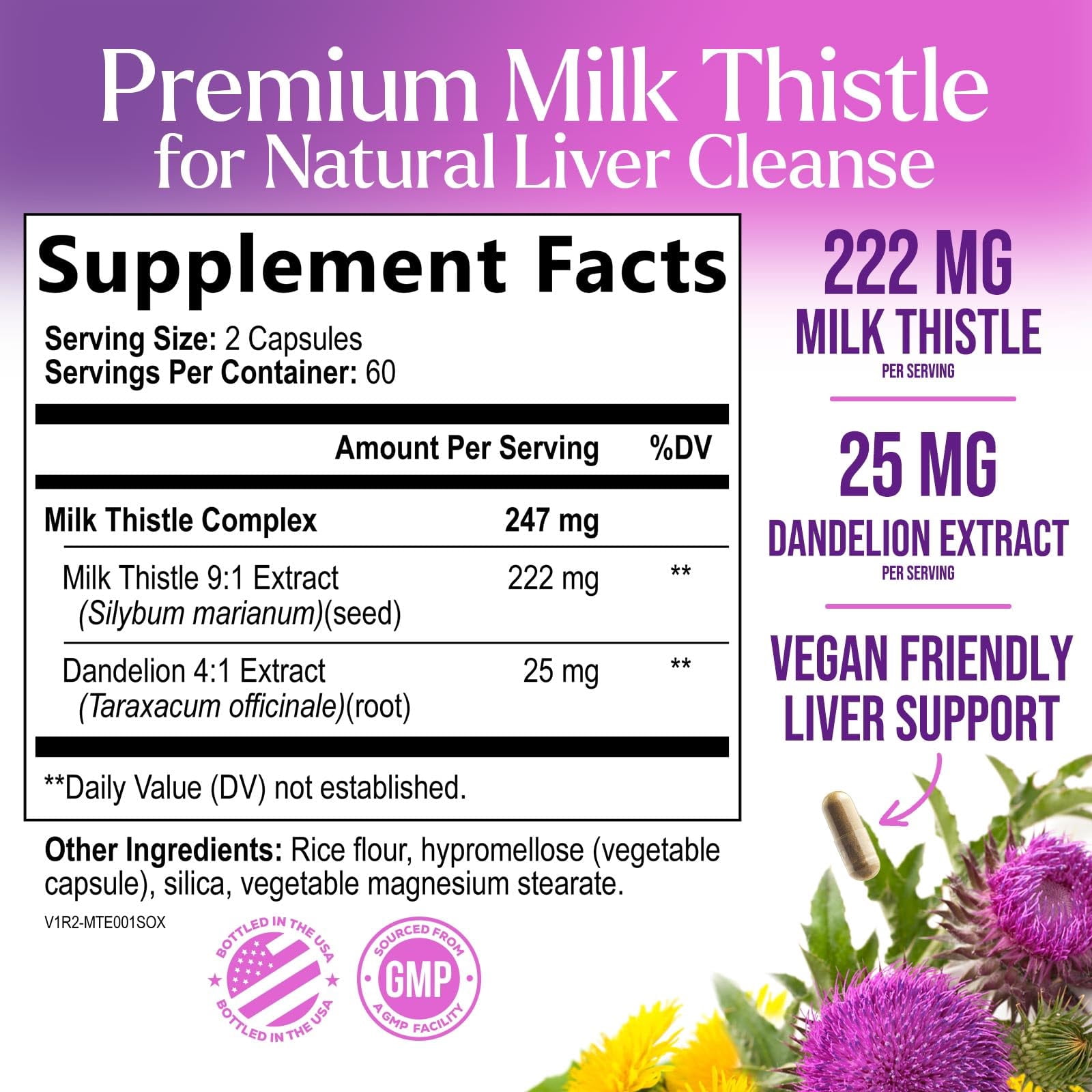 Milk Thistle Extract - Liver Cleanse Detox & Repair Formula - Natural Milk Thistle with Silymarin Marianum & Dandelion Extract