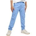 thumbnail image 3 of ITSAME Boys Cargo Pants, Elastic Waist Straight Leg Multi-Pocket Kids Loose Casual Full Length Pants Light Blue Size 9-10, 3 of 6