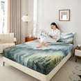 thumbnail image 4 of Manfei Smoky Jungle 4 Pieces Queen Sheet Sets for Female Men Women,Woodland Tree Ultra Soft Flat Sheet,Botanical Plants Queen Fitted Sheet,Ultra Soft Home Decor, 4 of 7