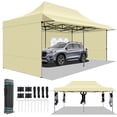 thumbnail image 6 of COBIZI 10x20 Pop Up Canopy, Heavy Duty Full-Truss Party Tent, Removable Awning & 4 Sidewalls, 420D PU Oxford, Waterproof, UPF 50+, 600D PVC Roller Bag, Khaki, 6 of 12
