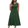 thumbnail image 2 of JTZGDY Women's Summer Tank Midi Dress with Pockets Loose Fit Casual Sleeveless A-Line Dress Crew Neck Floral T-Shirt Dress Flowy Beach Sundress Army Green L, 2 of 10
