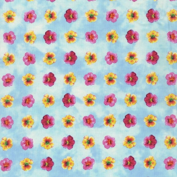Studio E Fabrics Hummingbird Heaven Flower Dot Sky Blue