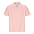thumbnail image 4 of IYTR Mens T Shirts Casual Button-up Turndown Collar Tee Shirts Summer Fashion Solid Color Comfy Lightweight Gym Shirts Short Sleeve T Shirts Pink XXL, 4 of 6