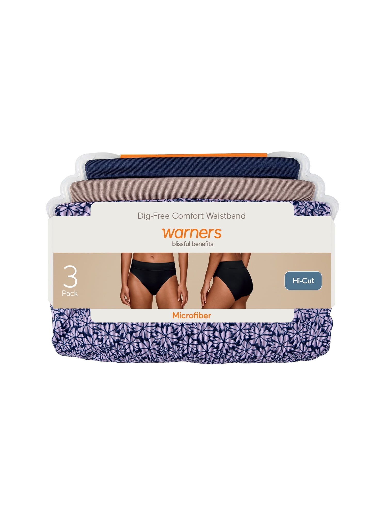 Warners® Blissful Benefits Women's Dig-Free Comfort Waistband Microfiber 3-Pack Hi-Cut