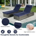 thumbnail image 4 of Seizeen 2pcs Chaise Lounge Chair, Rattan Wicker Outdoor Lounge Chair for Patio Poolside, All-weather Recliner for Beach w/Navy Cushion, Pillow, Back Adjustable, 4 of 8