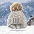 thumbnail image 6 of Cute Toddler Baby Pom Pom Hat Kids Winter Warm Knitted Solid Color Skiing Beanie Hat for Girls Boys 1-6 Years Old, 6 of 7