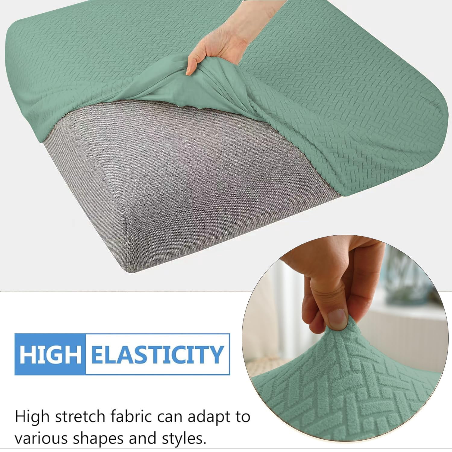 Patio Stretch Sofa Cushion Covers Outdoor Cushion Cover Replacement Couch Slipcover Sofa Seat Cover(Black, 6pcs)