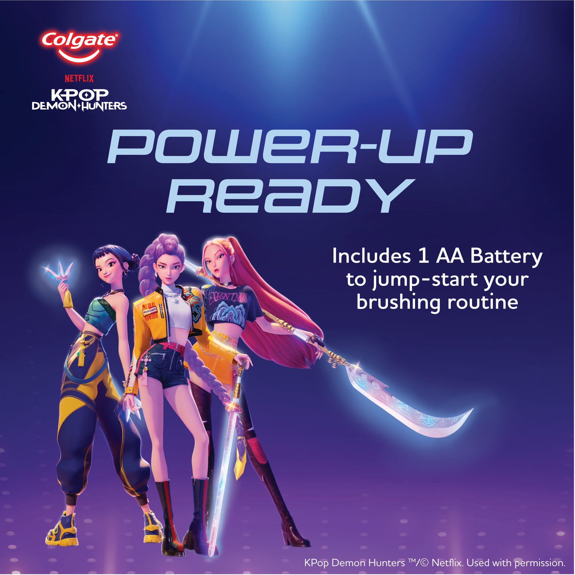 Colgate KPop Demon Hunters Kids Battery Toothbrush, Extra Soft, 1 Pack