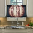 thumbnail image 4 of Baseball Red Stripe Half Window Tier Curtains 24 Inch Blackout Thermal Insulating Kitchen Linen Tier Curtains for Kitchen, Bathroom, Cafe Home Decor, 4 of 7