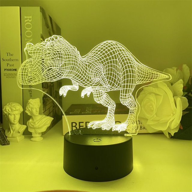 Luz nocturna LED 3D con dinosaurios que cambian de color para niños