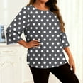 thumbnail image 4 of Gamivast Women Plus Size Tops 3/4 Sleeve Polka-Dot Graphic Cute Casual Blouse Trendy Drop Shoulder Crew Neck Blouse Loose Tunic Going Out Tee Shirts, 4 of 6