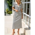 thumbnail image 6 of Women'S Skirt Sets 2 Piece Outfits Summer Casual Striped Short Sleeve Skirt and Top Set White XL, 6 of 10