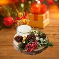 thumbnail image 3 of Christmas Pine Candle Holder Arrangement for Decorating Dinning Wedding Pine Cedar Red Gold Berries Table Accessories with Candle Cup, 3 of 6