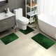 thumbnail image 4 of Set de Alfombrillas para Piso de Baño con Diseño de Hoja | Alfombras Antideslizantes y Absorbentes para Baño, Cocina, Entrada | Poliéster Suave con Base de Goma | Estilo Moderno | 3 Piezas | Verde, 4 of 8