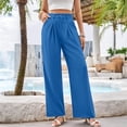 thumbnail image 2 of Yuhangmm Women's Pants Women Wide Leg Casual Pants High Waisted Stretchy Business Work Trousers Dressy Outfits with Pockets for Everyday Wear Sky Blue M, 2 of 5