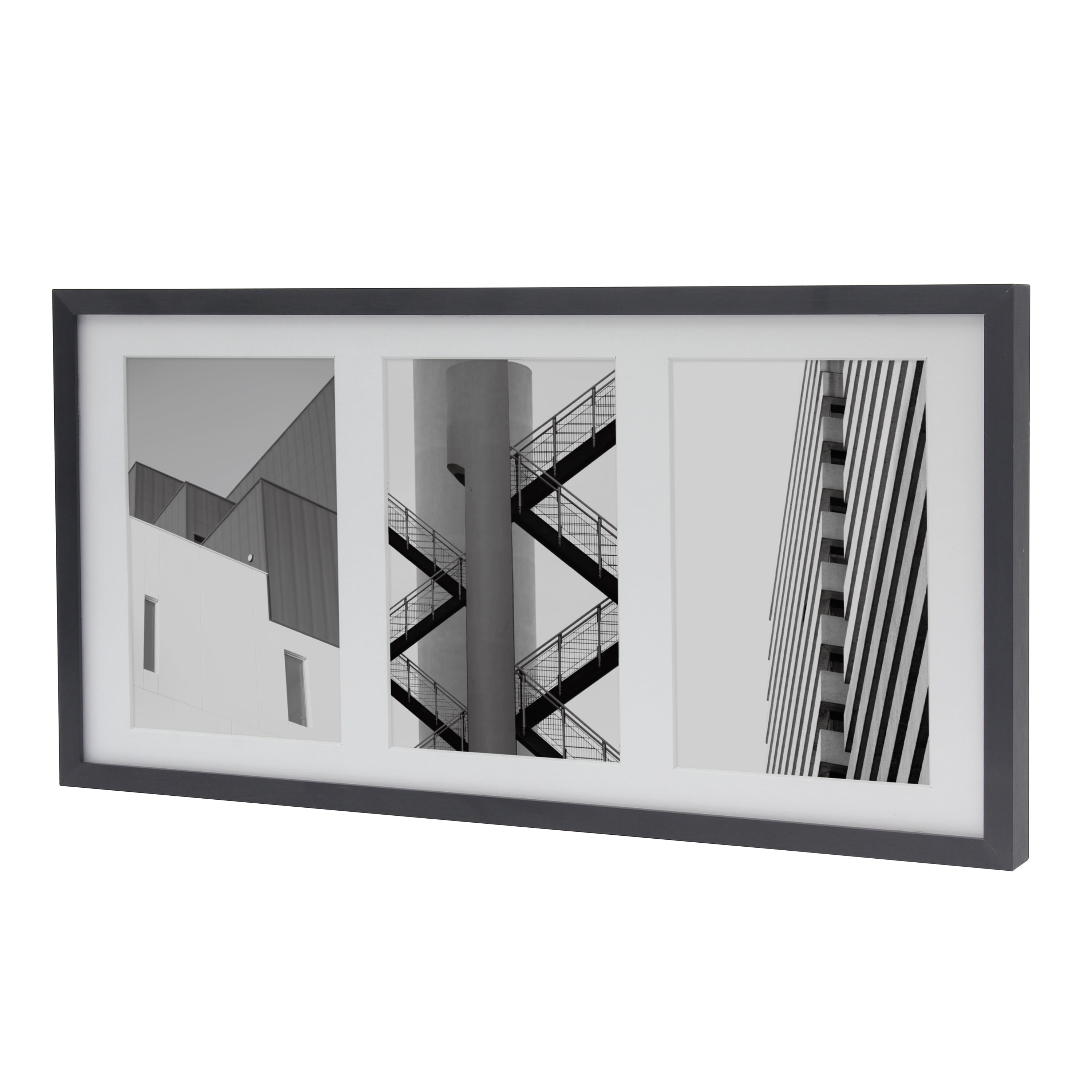 Better Homes & Gardens 7x14 Matted to 4x6 3-Openings Metal Gallery Wall Picture Frame, Black