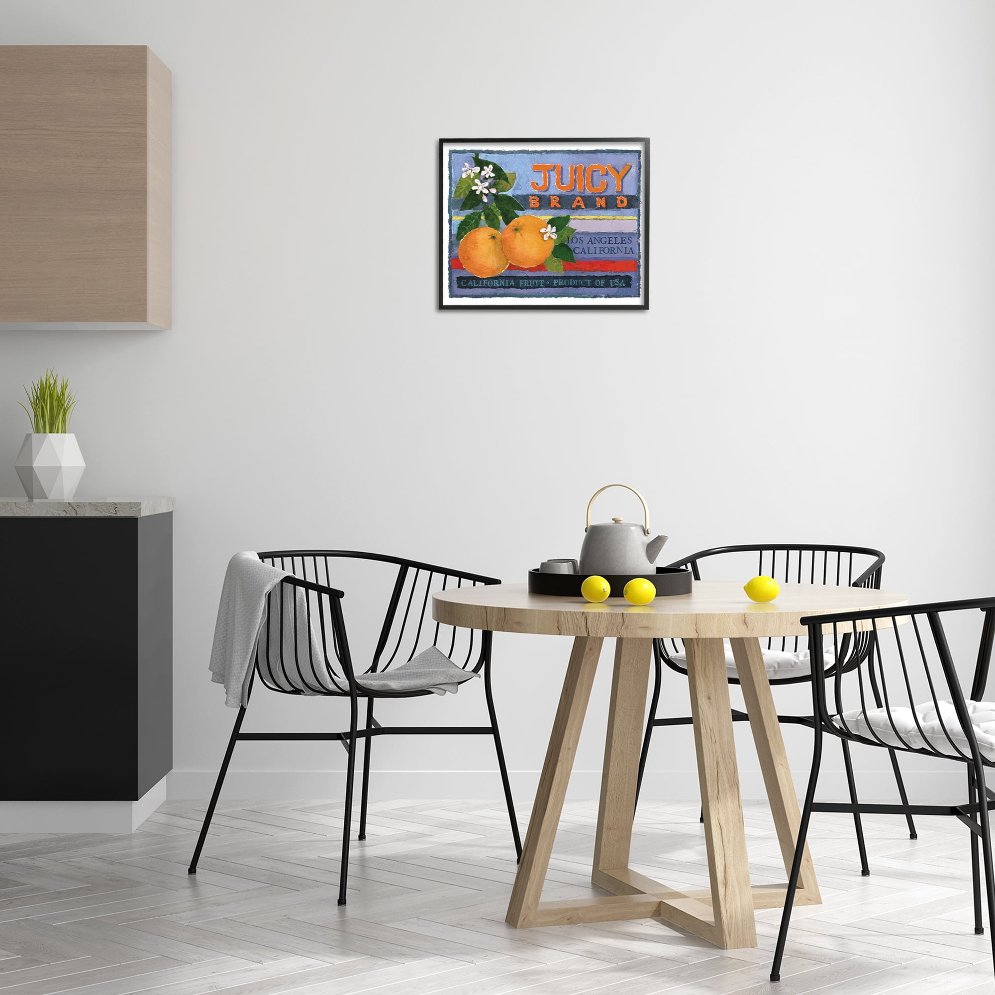 Stupell Industries Juicy Brand Oranges Food & Beverage Painting Black Framed Art Print Wall Art, 20 x 16