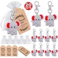 thumbnail image 3 of Un grupo de 20 bebés dan la bienvenida a la fiesta para devolver regalos, llavero de elefante bebé de varios colores + bolsa de arena rígida transparente, 3 of 5
