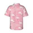 thumbnail image 3 of Picia Pink Flamingos and Flowers Gentle Cotton Regular Fit Short Sleeve Casual Hawaiian Shirt for Men-Large, 3 of 9