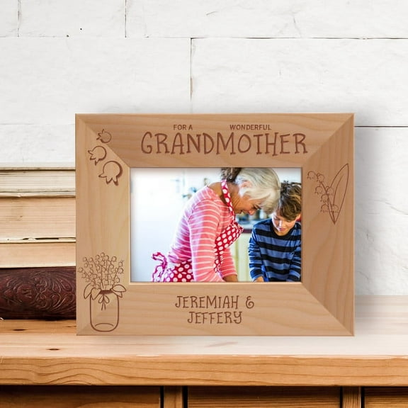 For A Wonderful Grandmother Personalized Wooden Frame-5" x 3 1/2" Brown Horizontal