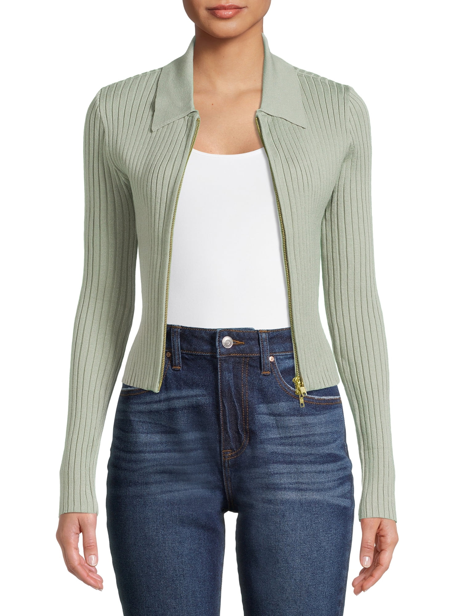 No Boundaries Juniors Zip Front Rib 