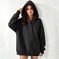 thumbnail image 6 of SYwaren Women's Casual Oversized Hoodie Half Button Pullover Long Sleeve Fall Sweatshirt Solid Color Tops, 6 of 9