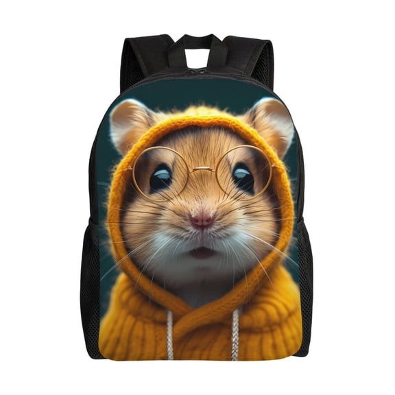 Fuzoiu Modern Yellow Sweater Guinea Pig Print Laptop Backpack,Work Business Backpacks, Large Capacity Nurse Bag College Bookbag for School, Waterproof Casual Daypack for Travel