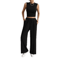 thumbnail image 2 of LYMAYTER Women Summer 2 Piece Set Cropped Tank Top Wide Leg Sweatpants Tracksuit Casual Outfits S-XL, 2 of 9
