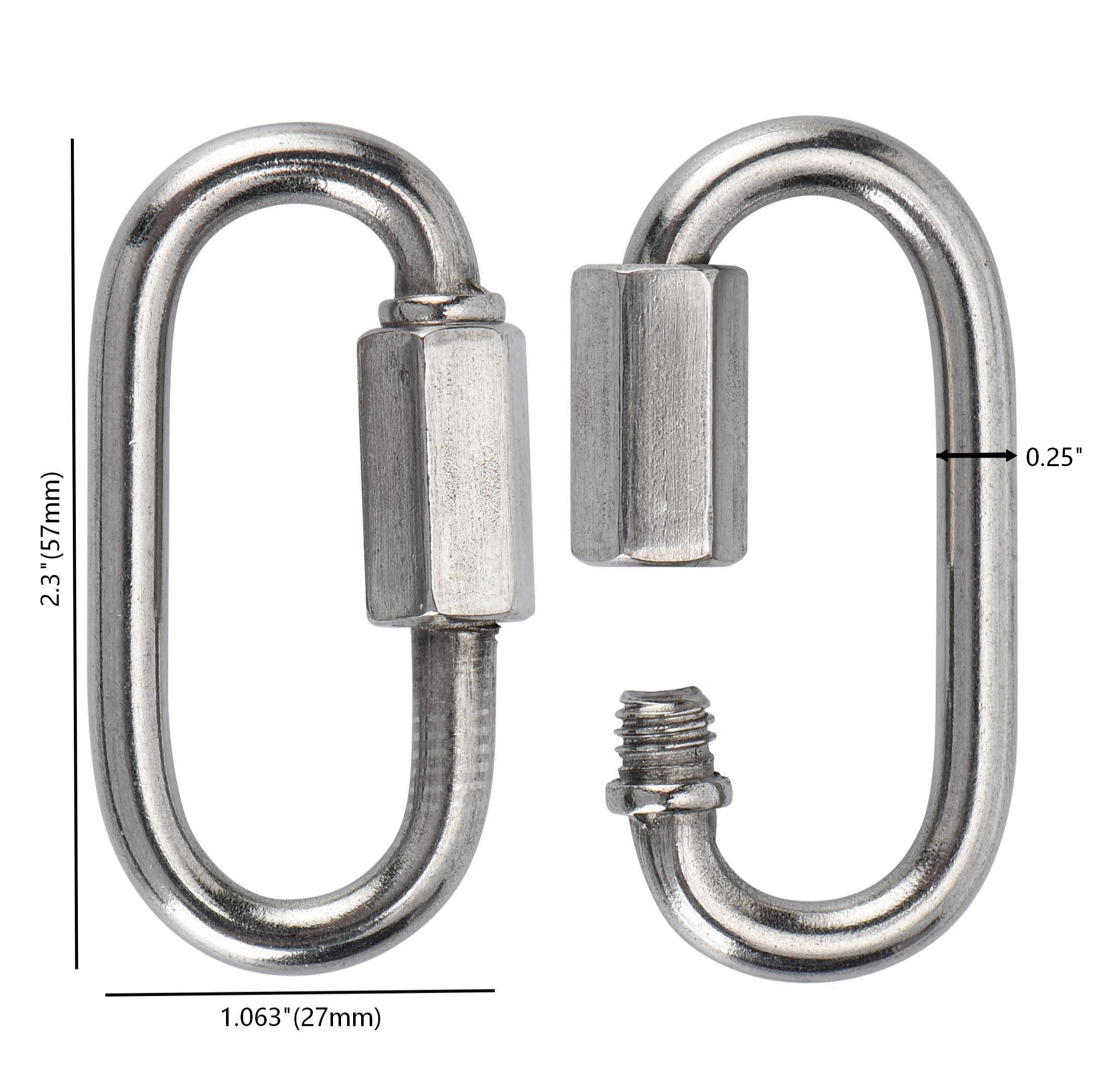 Hyper Tough 2-3/10 in. x 1/4 in. Wide Jaw Quick Link, Stainless Steel, 5 Pack