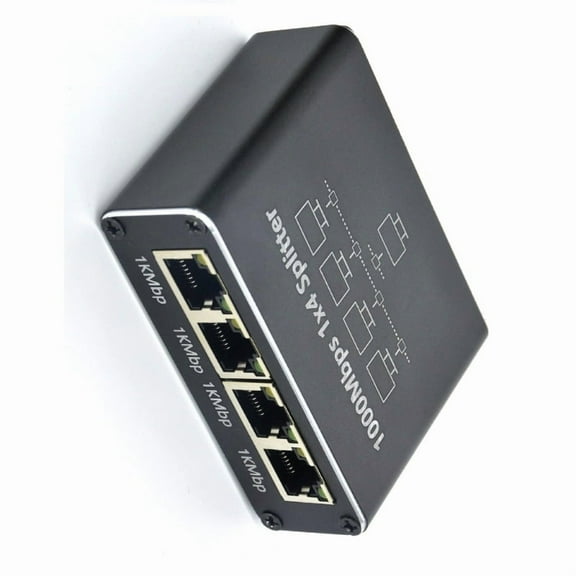 LAN Splitter 1 to 2 3 4 1000 Mbps Ethernet Splitter with Type C Power Cable Gigabit Switches for Computer, Hub, Routers