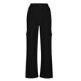 thumbnail image 4 of Huowey Women'S Baggy Cargo Pants Wide Leg Hiking Pants With Pockets Button Casual Daily Trendy Outdoor Athletic Bottoms,Black,L, 4 of 4