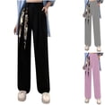 thumbnail image 2 of Plebaso Pants for Women Solid Color High Waist Casual Work Trouser Ladies Straight Leg Pants, 2 of 5