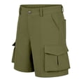 thumbnail image 5 of Girl Shorts Solid Youth Cargo Shorts Button Zip Elastic Waist School Uniform Army Green 5-6Y, 5 of 8