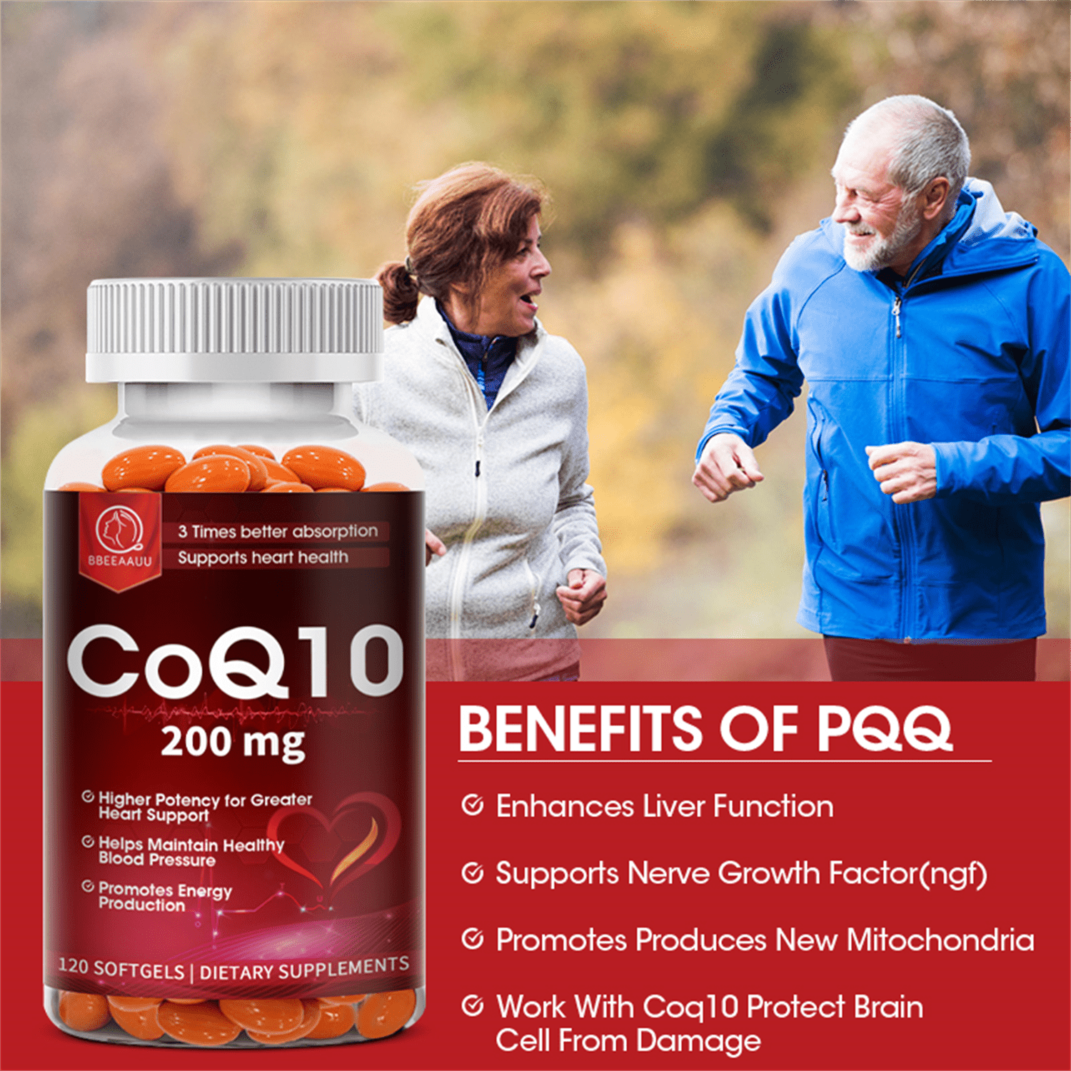 (2 PACK) Natural Coenzyme Q10 Coq10 Supplement 200mg - Heart & Immune Support - 240 Vegan Capsules,Clearance