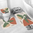 thumbnail image 3 of 4 Pcs Bathroom Shower Curtain Set Polyester Shower Curtain Bathroom Sets with Rugs (Bath Mat,U Shape and Toilet Lid Cover Mat) and 12 Hooks Bathroom Decor, 3 of 7