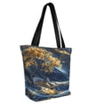 thumbnail image 4 of Cauagu Golden Fantasy Landscape Print Canvas Aesthetic Tote Bag for Women Beach Bag Shopping Bags Shoulder Bag Reusable Grocery Bags, 4 of 7