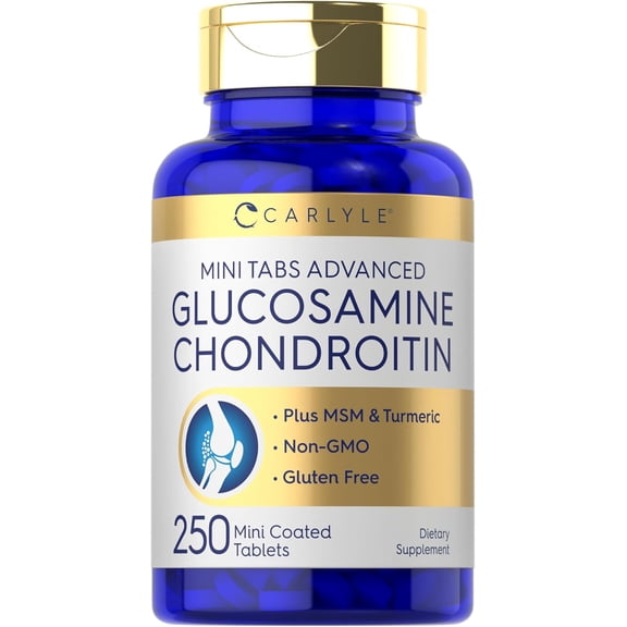 Glucosamine Chondroitin MSM Turmeric | 250 Mini Tablets | For Men and Women | by Carlyle