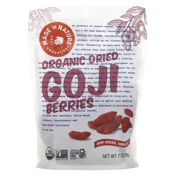 Made in Nature, Organic Dried Goji Berries, 7 oz Pack of 2