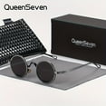 thumbnail image 4 of QueenSeven Unisex Retro Round Frame Punk Sunglasses With Hollow Polarized Lenses., 4 of 10