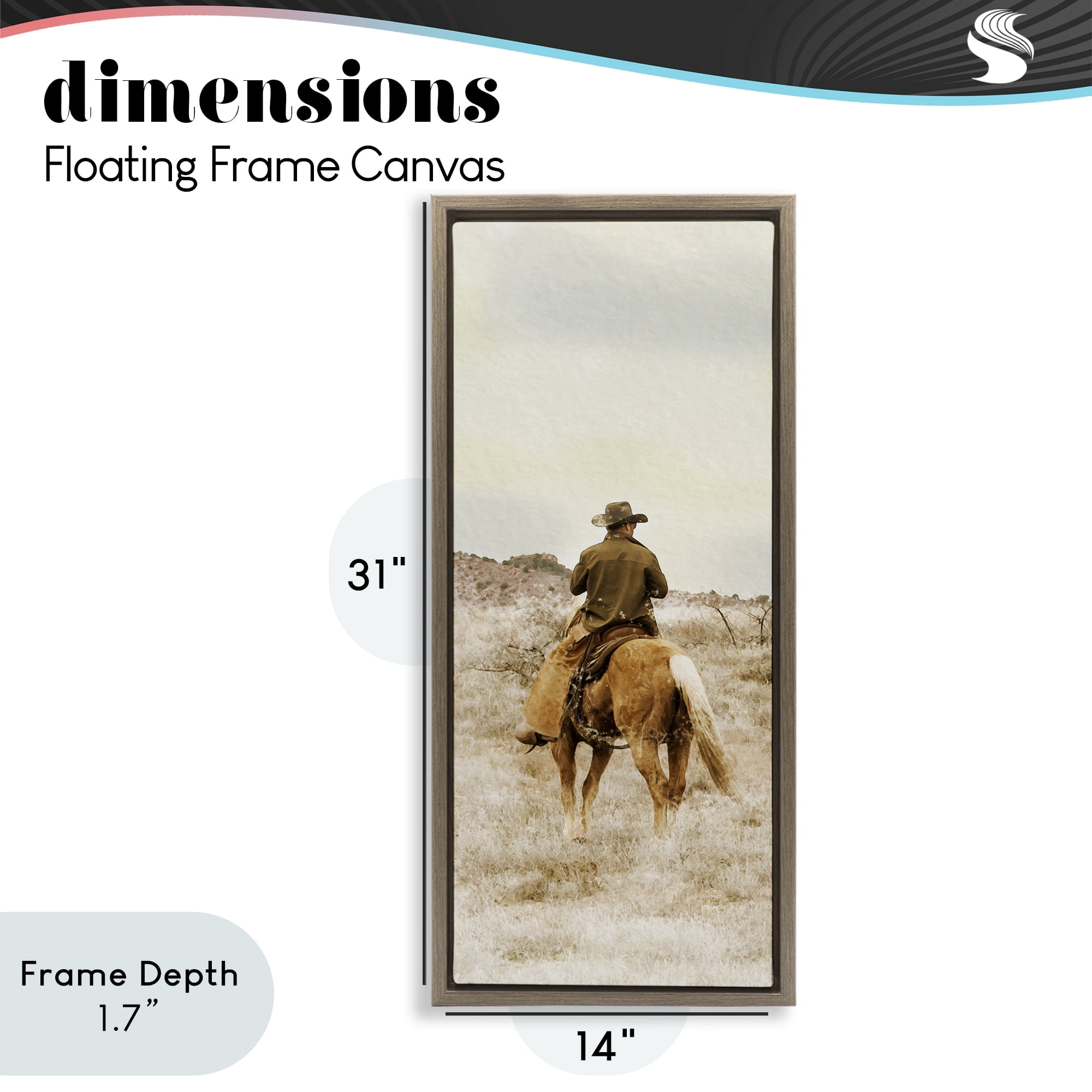 Stupell Industries Wild Wrangling Cowboy Brown Framed Floater Canvas Wall Art, design by Marcus Prime