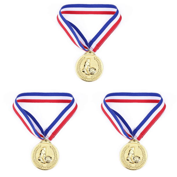 Colección de medallas de competición. Medallas conmemorativas. Útiles escolares (Dorado).