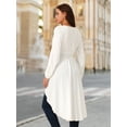 thumbnail image 5 of DARING DIVA Women's High Low V Neck Long Sleeve Dressy Blouses XL White, 5 of 7