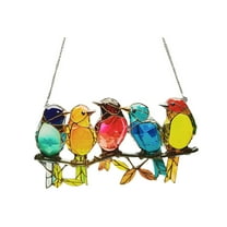 Beautynvta Stained Glass Window Hanging, Birds on A Branch Stain Glass Suncatcher, Birds Window Home Decor Gifts, Garden Suncatchers Decoration