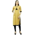 thumbnail image 5 of Bimba Women's Khadi Cotton Tunic Chic Kurta Kurti With Handmade Necklace Attached Clothing, 5 of 9