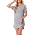 thumbnail image 1 of Camisón de noche para mujeres INSPIRE CHIC, cuello redondo, mangas cortas, vestido de dormir a rayas, 3XL, gris, 1 of 6
