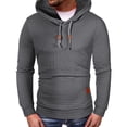 thumbnail image 3 of HAPIMO Sweatshirt for Men Solid Color Long Sleeve Pocket Drawstring Pullover Tops Relaxed Mens Hoodie Sweatshirt Teen Boys Clothes Dark Gray S, 3 of 9
