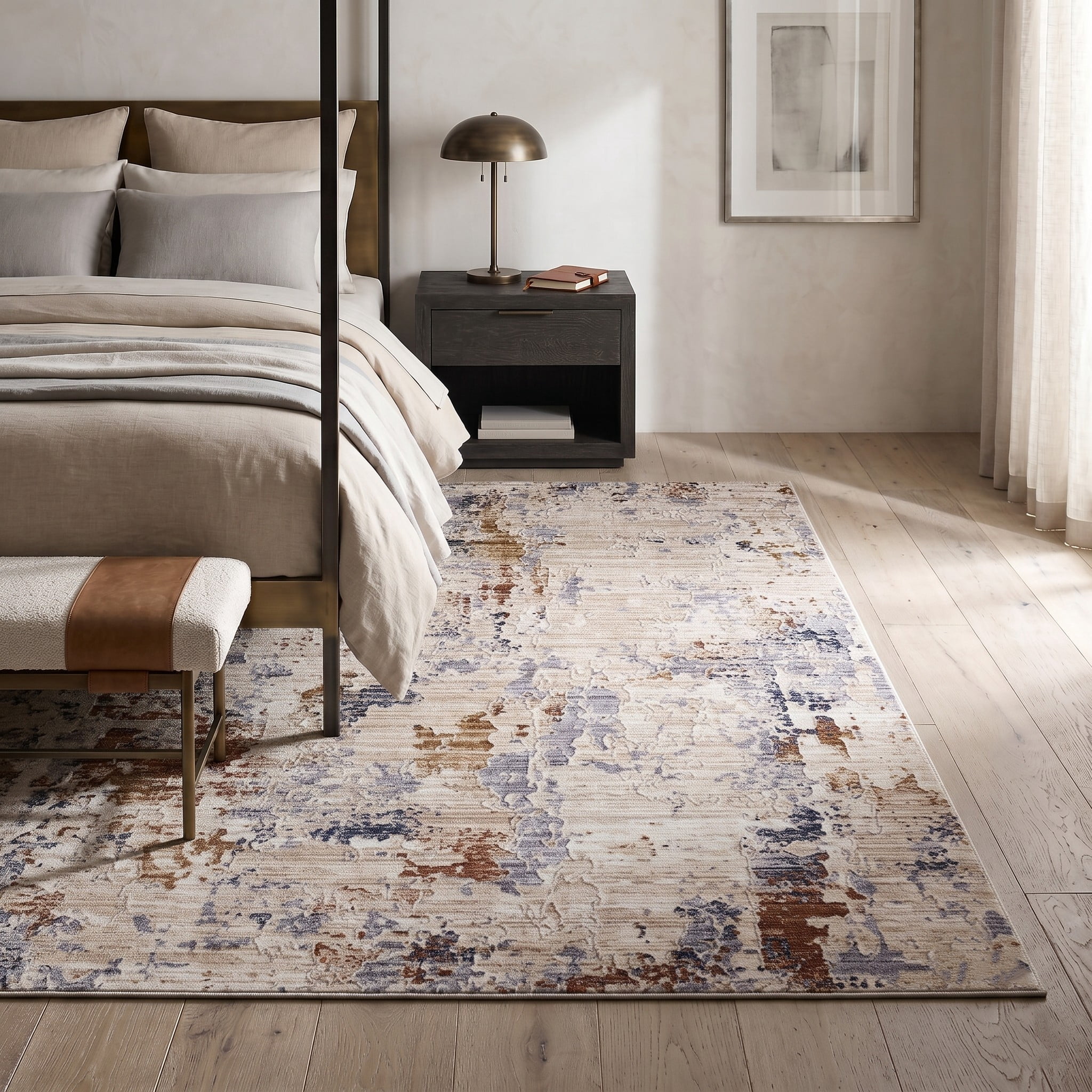 LR Home Mia 5' x 7'11" Beige/Rust Abstract Premium Ultra-Soft Indoor Area Rug